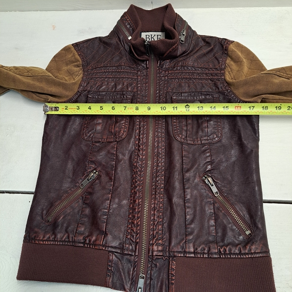 BKE Buckle Womens Faux Leather Jacket Brown Full-Zip Up Size Small. - Picture 5 of 8